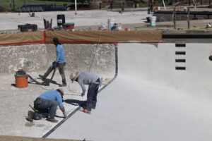 Basin plastering at the Bensenville Water Park